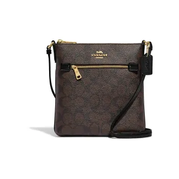 COACH Rowan Coated Canvas With Smooth Leather File Bag Shoulder Bag Crossbody Bag Mini Women's Brown Black
