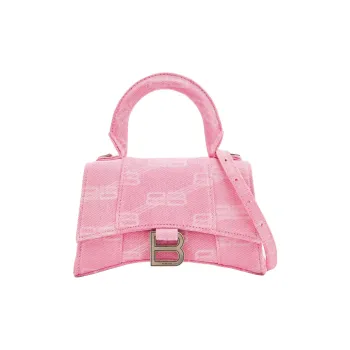Balenciaga Hourglass Cotton With Denim Shoulder Bag, Crossbody Bag, Handbag Extra Small Women's Pink