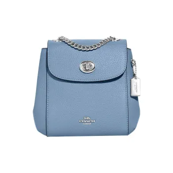 COACH Convertible Pebbled Leather One Shoulder Backpack Small Size Women's Cornflower Blue