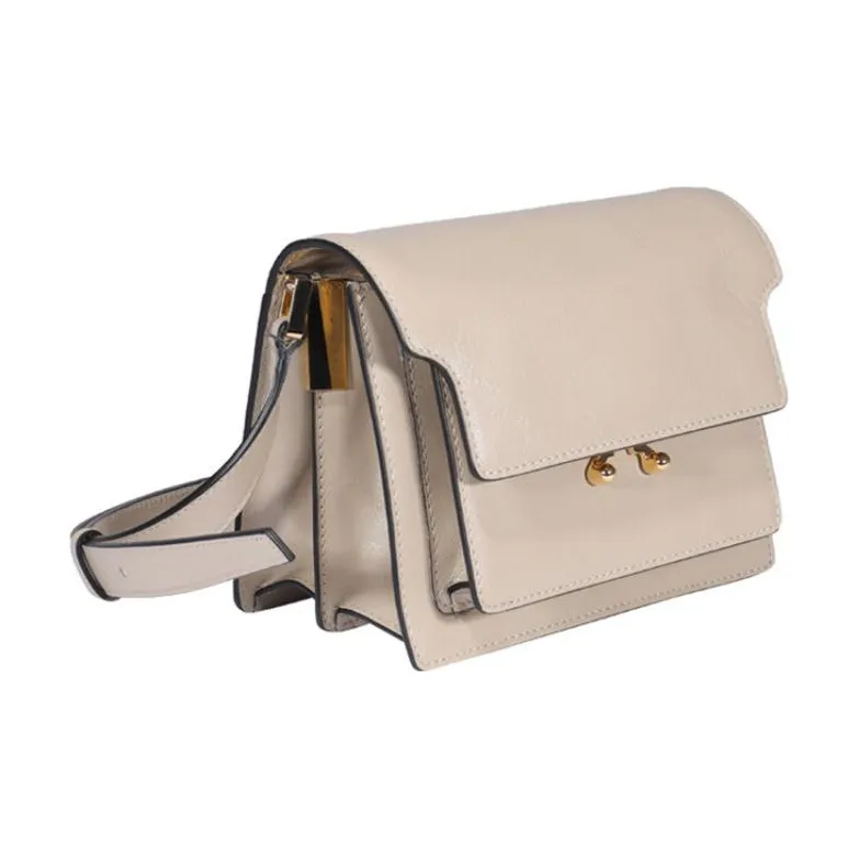 MARNI Trunk Cow Leather Shoulder Bag, Crossbody Bag, Trunk Bag Small Size Women's Light Camel Sand Dune-1
