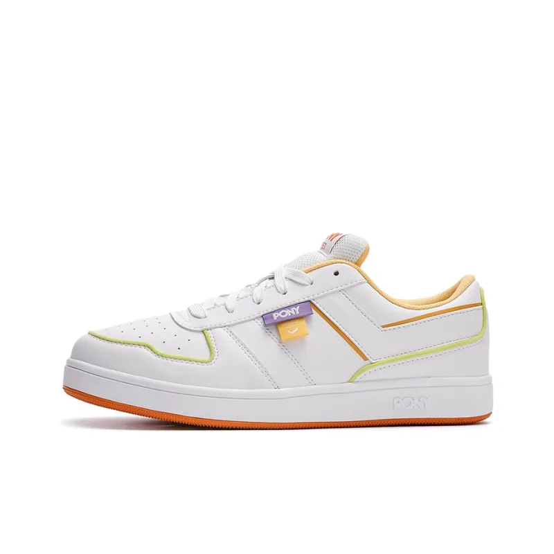 PONY Street Series Wear resistant And Lightweight Low Top Skateboard Shoes Unisex White Yellow-0