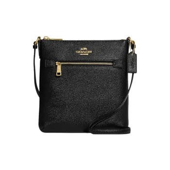 COACH Rowan Cross Grain Leather Document Bag, Shoulder Bag, Crossbody Bag Mini Women's Black