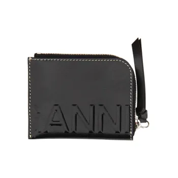 GANNI Recycled Leather Wallets Card Holders Women's Black