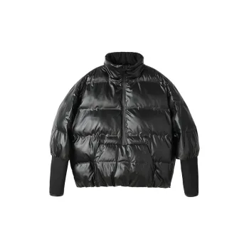 NORVINCY Winter Cropped Cycling Stand Collar Pullover Puffer Jacket Unisex