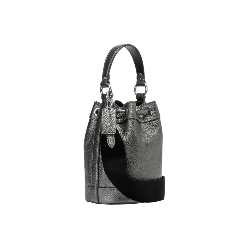 COACH Dempsey Leather Bucket Bag Handbag Shoulder Bag Crossbody Bag Mini Women's Metal Silver-1