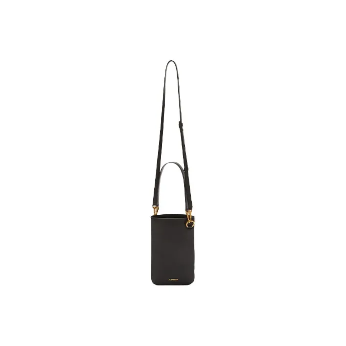 JIL SANDER Lambskin Car Body Bag, Shoulder Bag, Crossbody Bag Trumpets Women's Black-1