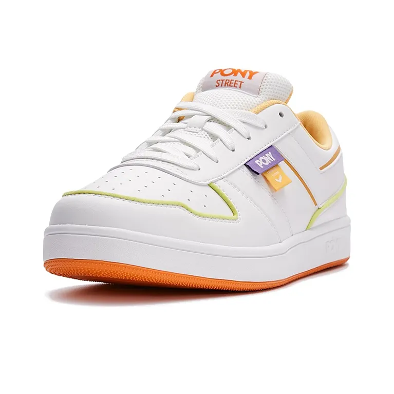 PONY Street Series Wear resistant And Lightweight Low Top Skateboard Shoes Unisex White Yellow-1