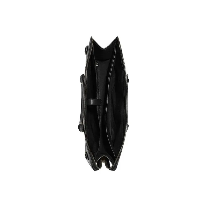 COACH Graham Split Cow Leather Briefcase, Portable Crossbody Bag, Shoulder Bag Large Size Men's Black-2