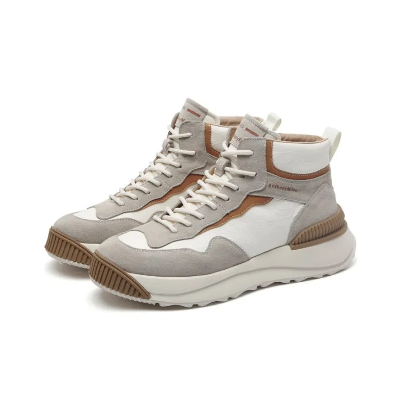 Anthony Miles Casual Shoes Men High Top White/Brown-1