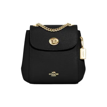 COACH Convertible Pebbled Leather Shoulder Bag Backpack Small Size Women's Black