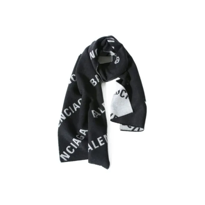 Balenciaga Knit Scarves Unisex Black/White-0