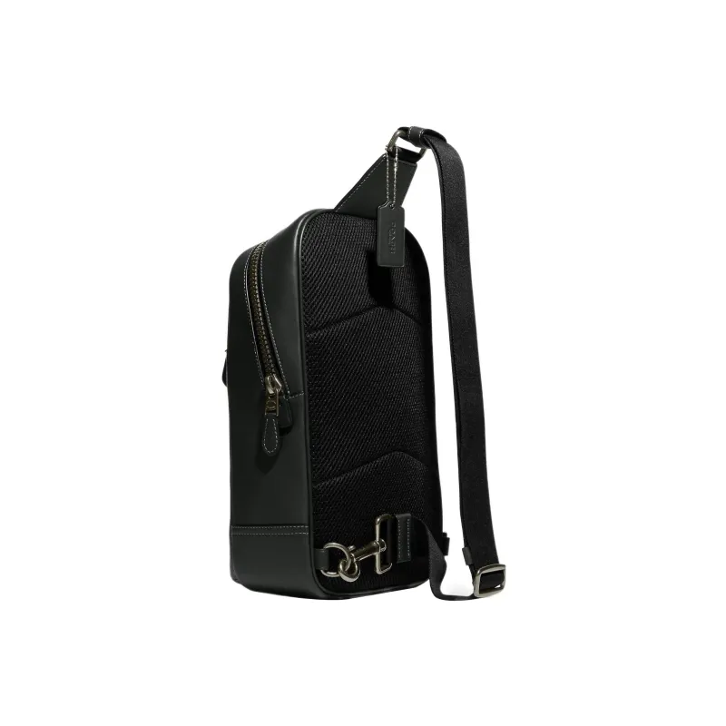COACH Westway Canvas With Leather Sling Bag Shoulder Bag Crossbody Bag Small Size Men's Black & White-1