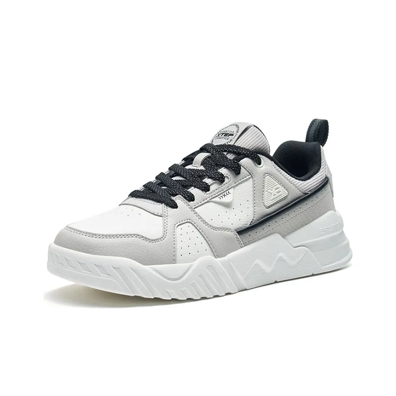 XTEP A New Generation Anti Slip Wear Resistant Low Top Skateboard Shoes Men's White Gray Black-1