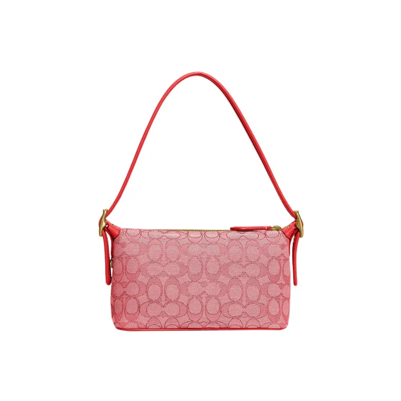 COACH Demi Jacquard Fabric With Recycled Leather Shoulder Bag, Handbag Medium Size Women's Red-0