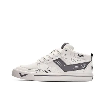 PONY Atop Game Console 3.0 Abrasion Resistant Mid Top Skateboard Shoes Unisex White Gray