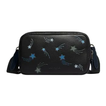 COACH Carrier Pebbled Leather Cell Phone Pouch Shoulder Bag Crossbody Bag Small Size Women's Black