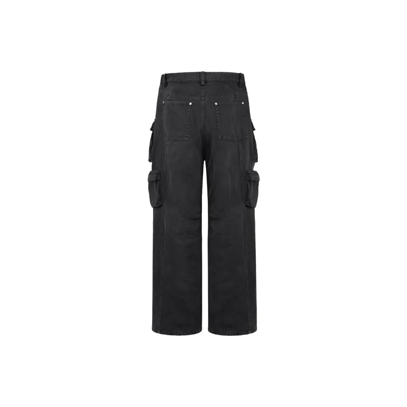 UNDERWATER FW22 Casual Pants Unisex Washed Black-1