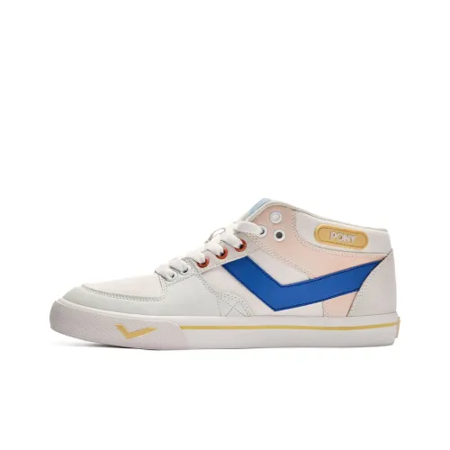 Pony Atop Skateboard Shoes Unisex Low-Top White/Blue/Pink