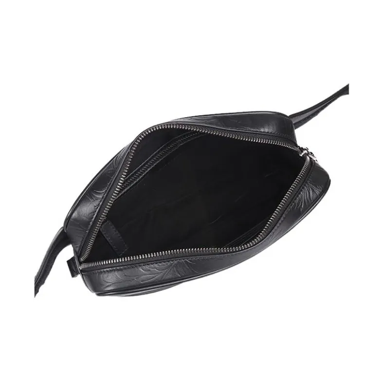 FANSIZHE Leather Fanny Pack Crossbody Bags Men's Black-2