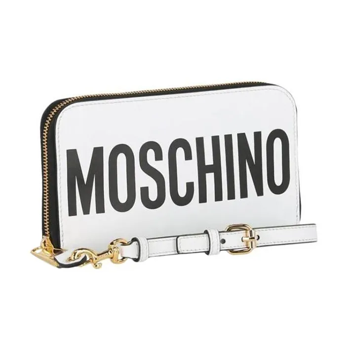 MOSCHINO Leather Wallet Women's White-3