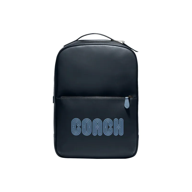 COACH Westway Smooth Calf Leather Backpack Large Size Unisex Midnight Blue-0