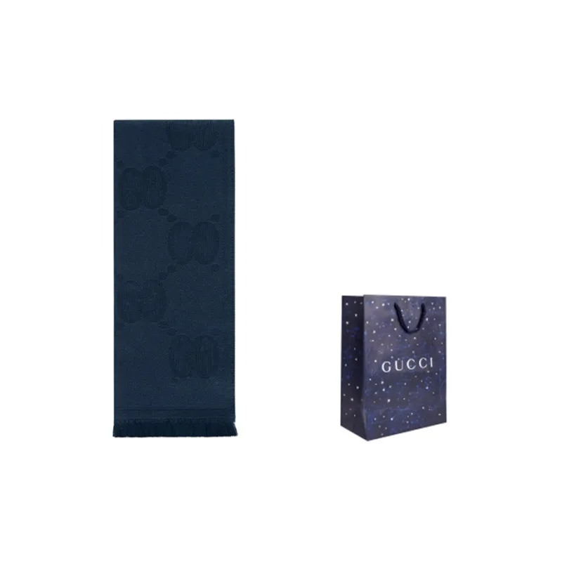 GUCCI Knit Scarves Unisex Marine Blue-4