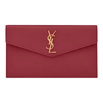SAINT LAURENT UPTOWN Cow Leather Envelope Bag, Clutch Trumpets Women's Red