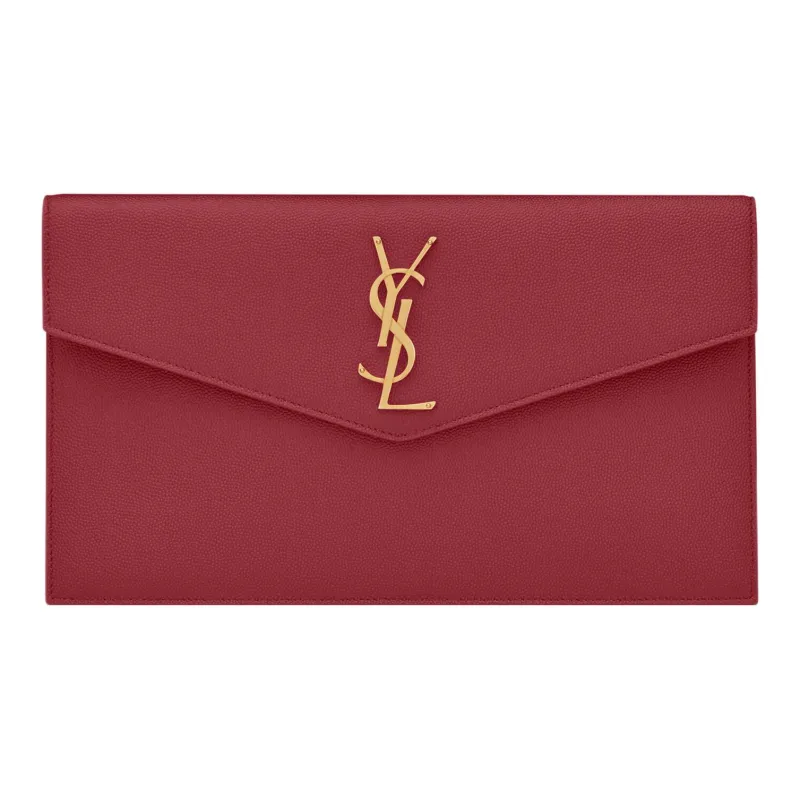 SAINT LAURENT UPTOWN Cow Leather Envelope Bag, Clutch Trumpets Women's Red-0