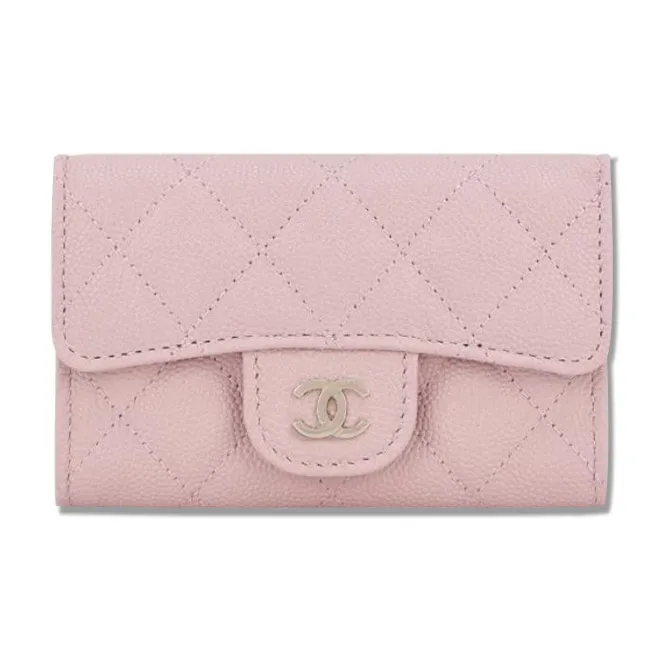 CHANEL 22SS Litchi Grain Calfskin Coin Purse Wallet Women's Cherry Blossom Pink-0