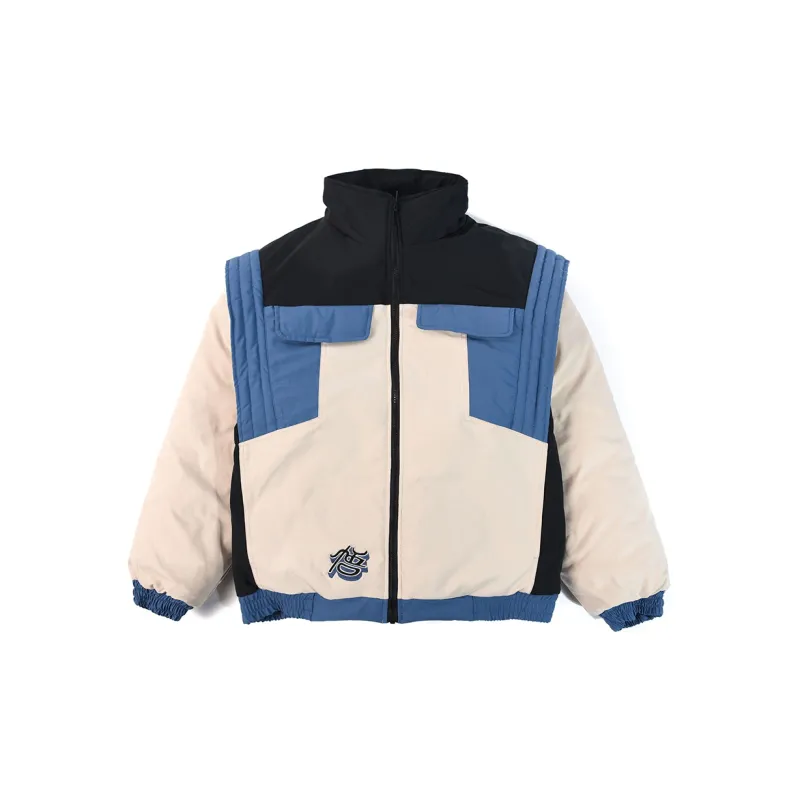 WOOKONG Puffer Jackets Unisex Black White Blue-1