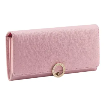 BVLGARI Grained Calfskin Wallet Large Size Women's Pink