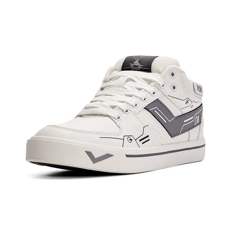 PONY Atop Game Console 3.0 Abrasion Resistant Mid Top Skateboard Shoes Unisex White Gray-1