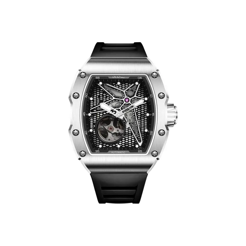 OLTO 8 Astral Series Wrist Watch Automatic Mechanical Movement Silicone Strap Black Dial Men's Watches-13