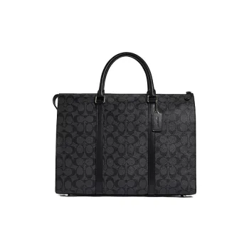 COACH Graham PVC Briefcase Portable Crossbody Bag Shoulder Bag Large Size Men's Black