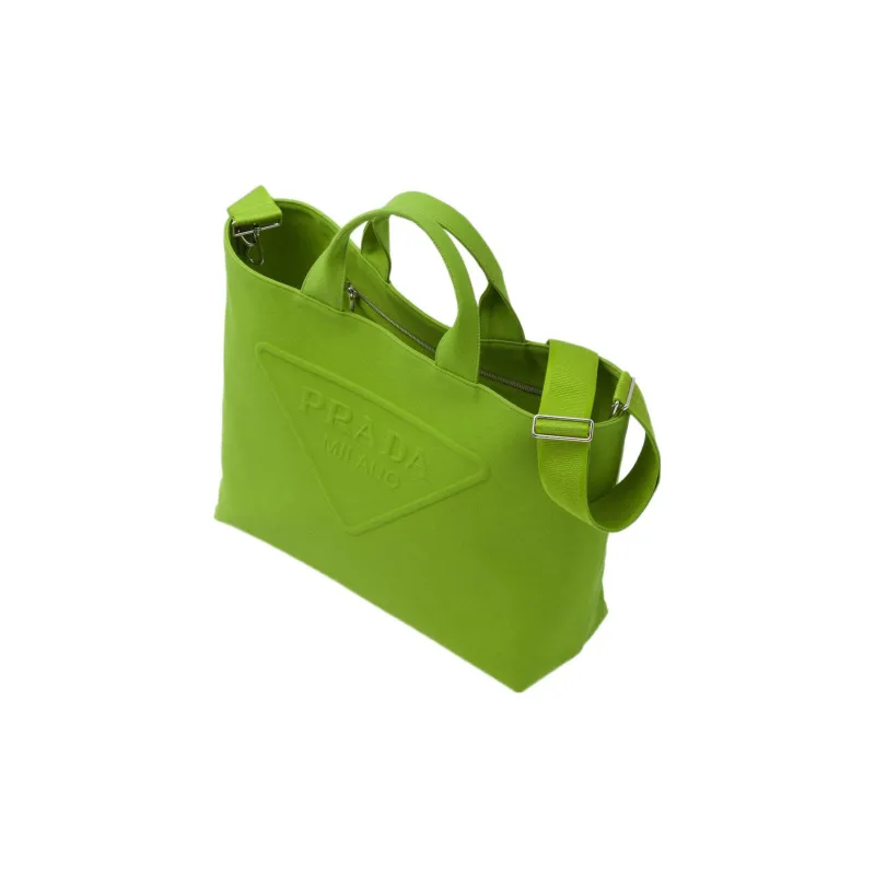 PRADA Canvas Tote Bag Shopping Bag Canvas Bag Shoulder Bag Crossbody Bag Handbag Men's Green-2