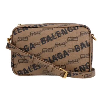 Balenciaga Polyester Camera Bag Shoulder Bag Crossbody Bag Small Size Women's Brown/Black