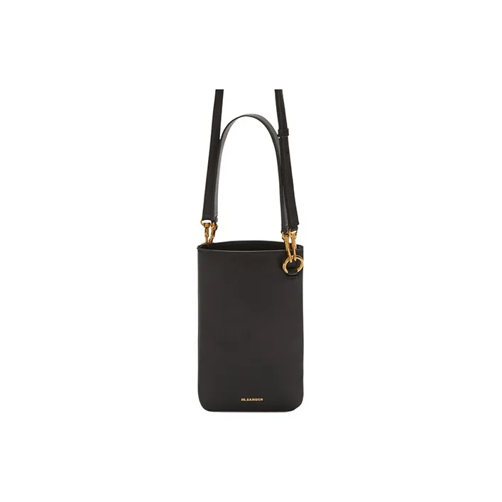 JIL SANDER Lambskin Car Body Bag, Shoulder Bag, Crossbody Bag Trumpets Women's Black-0