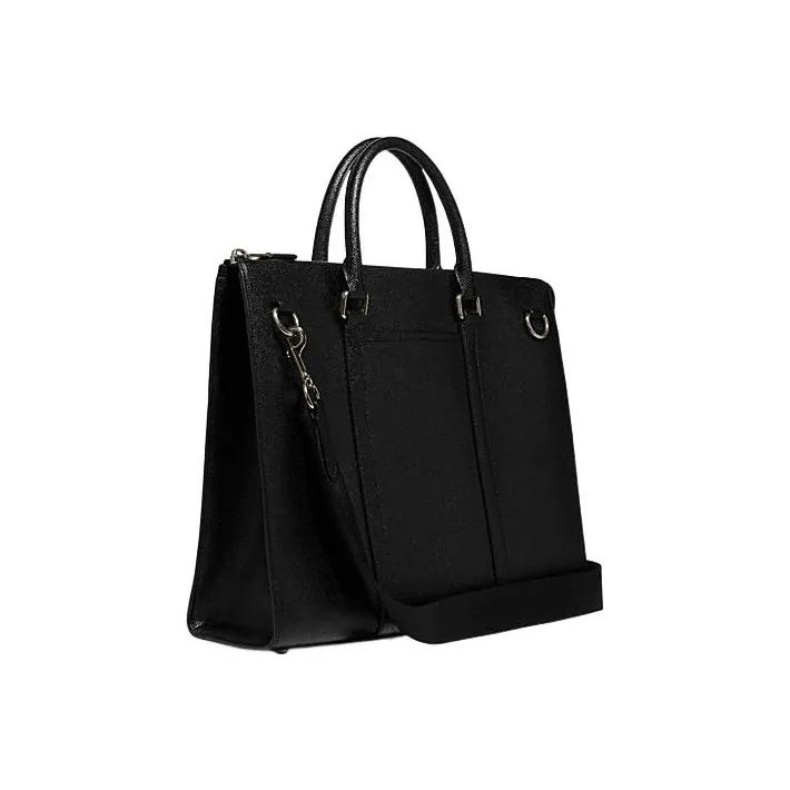 COACH Graham Split Cow Leather Briefcase, Portable Crossbody Bag, Shoulder Bag Large Size Men's Black-1