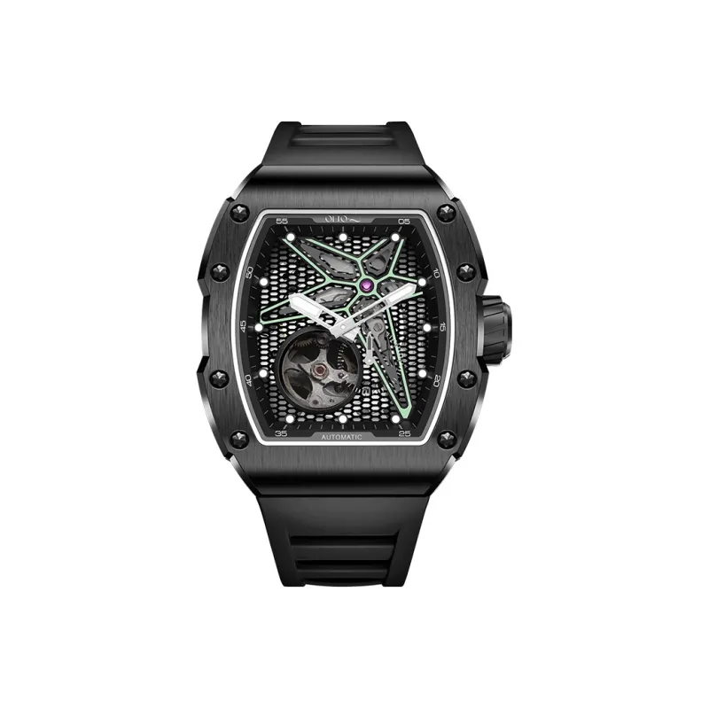 OLTO 8 Astral Series Wrist Watch Automatic Mechanical Movement Silicone Strap Black Dial Men's Watches-7