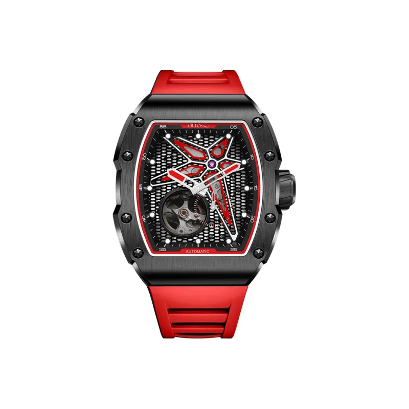 OLTO 8 Astral Series Wrist Watch Automatic Mechanical Movement Silicone Strap Black Dial Men's Watches-1