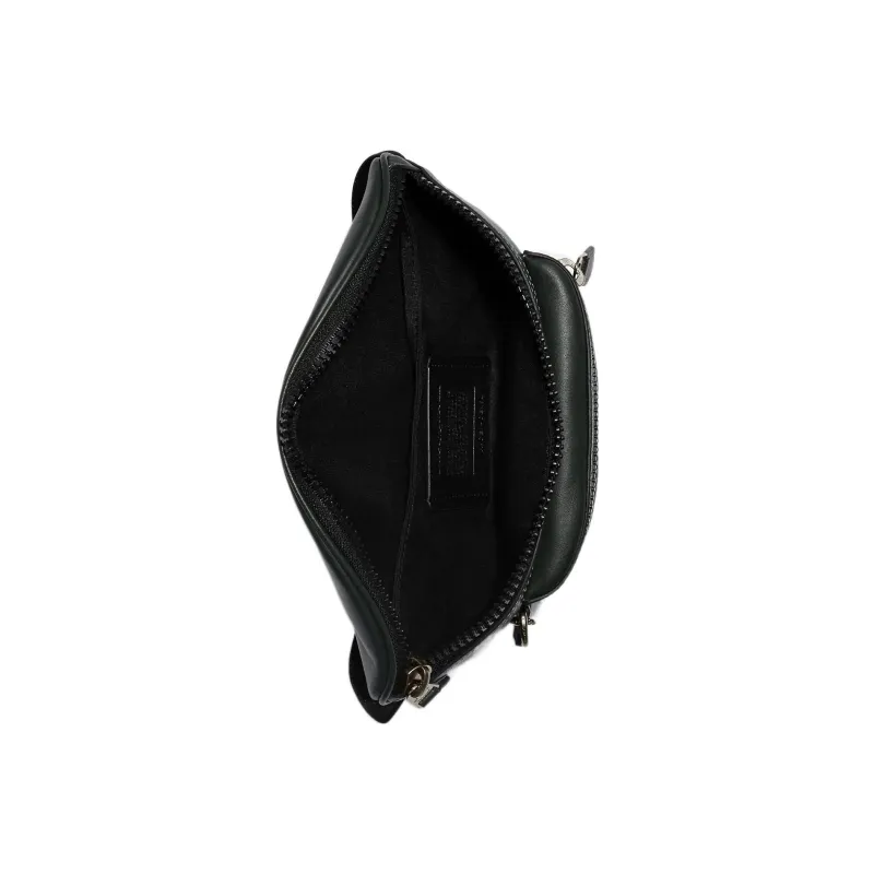COACH Coated Canvas With Smooth Calfskin One Shoulder Fanny Pack Medium Size Women's Green & Black Monogram-3