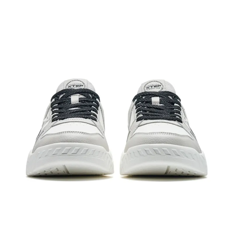 XTEP A New Generation Anti Slip Wear Resistant Low Top Skateboard Shoes Men's White Gray Black-3