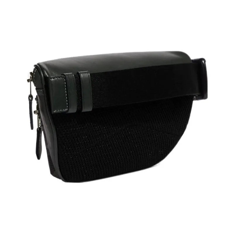 COACH Coated Canvas With Smooth Calfskin One Shoulder Fanny Pack Medium Size Women's Green & Black Monogram-1