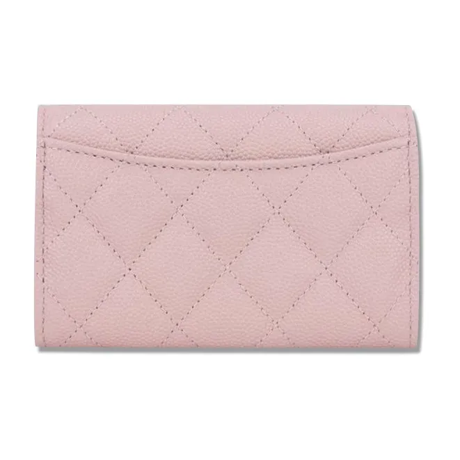 CHANEL 22SS Litchi Grain Calfskin Coin Purse Wallet Women's Cherry Blossom Pink-1