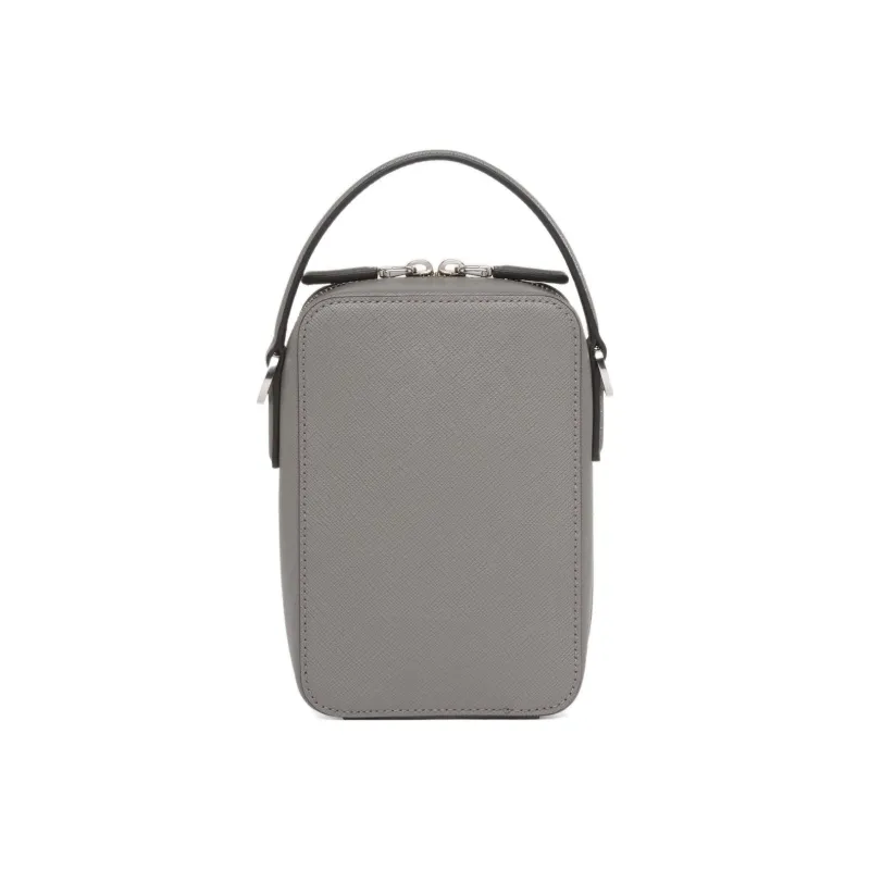 PRADA Brique Saffiano Leather Cell Phone Pouch Shoulder Bag Crossbody Bag Handbag Men's Gray-2
