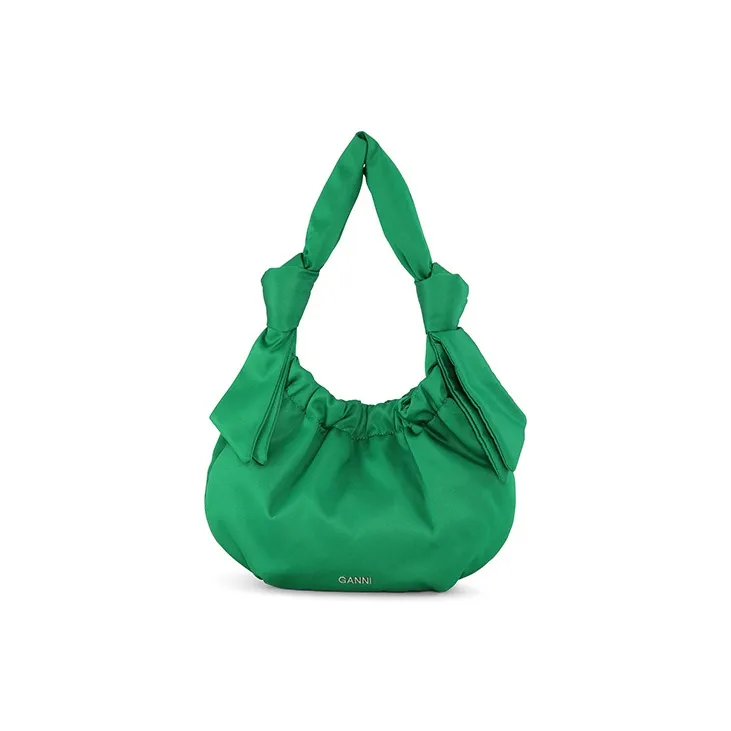 GANNI Recycled Material Polyester Hobo Bag One Shoulder Handbags Small Size Women's Green-0