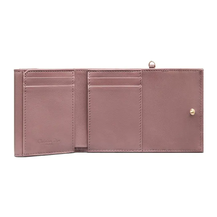 DIOR Lady Dior Patent Leather Calfskin Wallet Women's Light Purple-2
