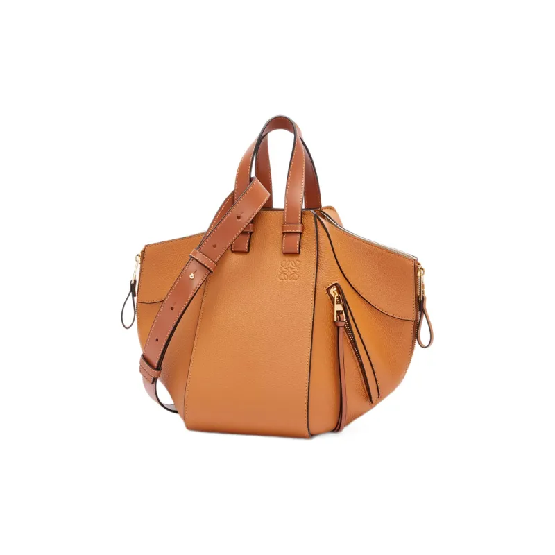 LOEWE Hammock Soft Grain Cow Leather Bucket Bag, Shoulder Bag, Crossbody Bag, Handbag Trumpets Women's Caramel-1