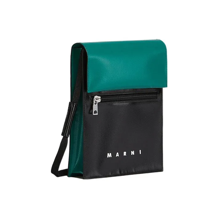 MARNI Tribeca Polyester Crossbody Bag, Shoulder Bag Men's Green/Black-1