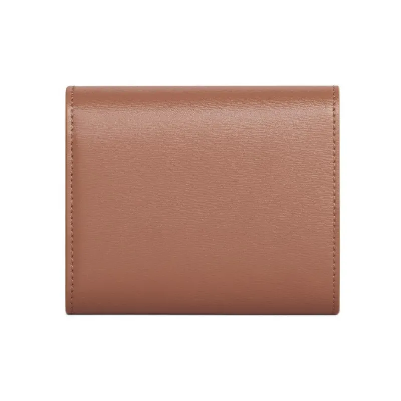 CELINE Triomphe Calfskin Wallet Small Size Women's Brown-2